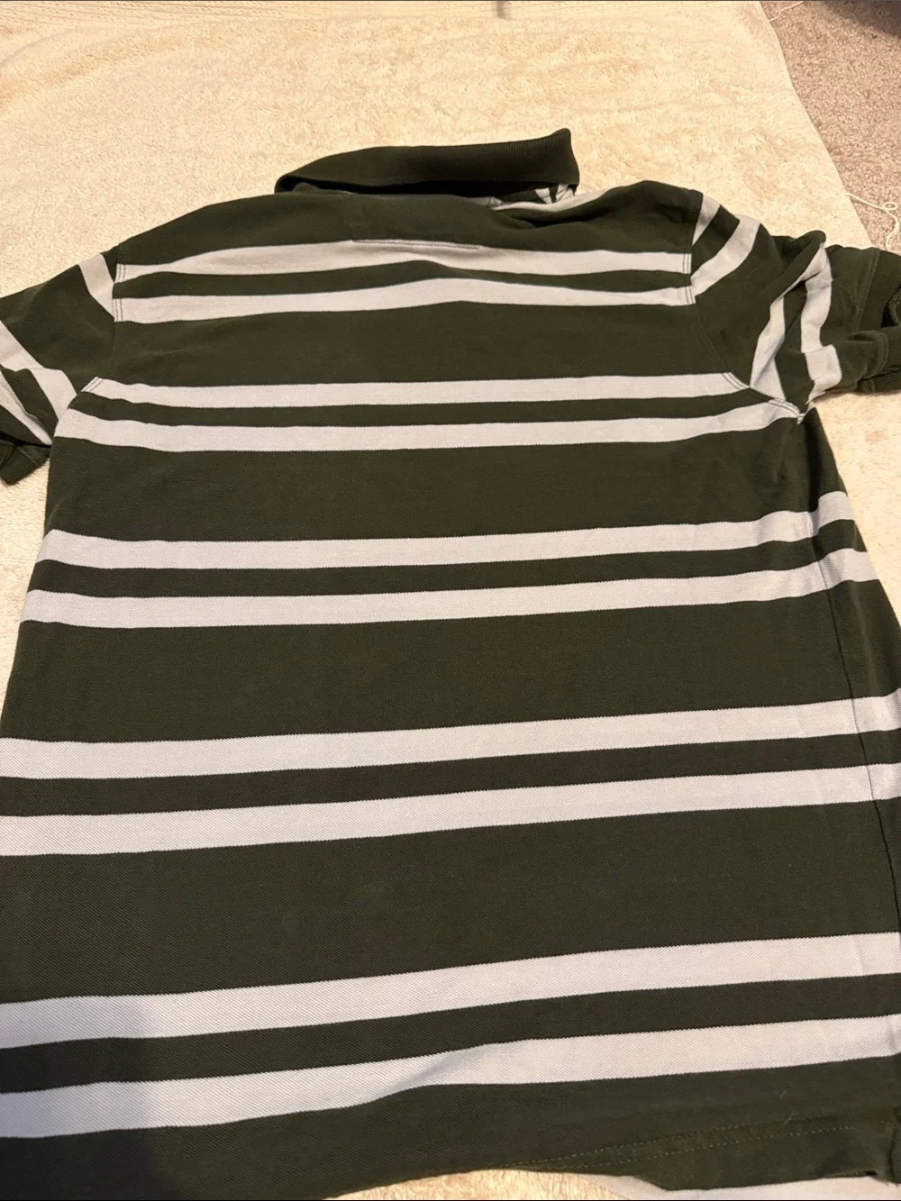 Banana Republic Olive Green & White Striped Polo